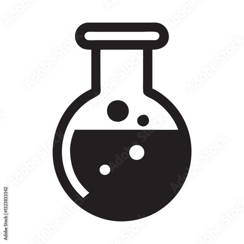 Black silhouette laboratory flask with liquid inside