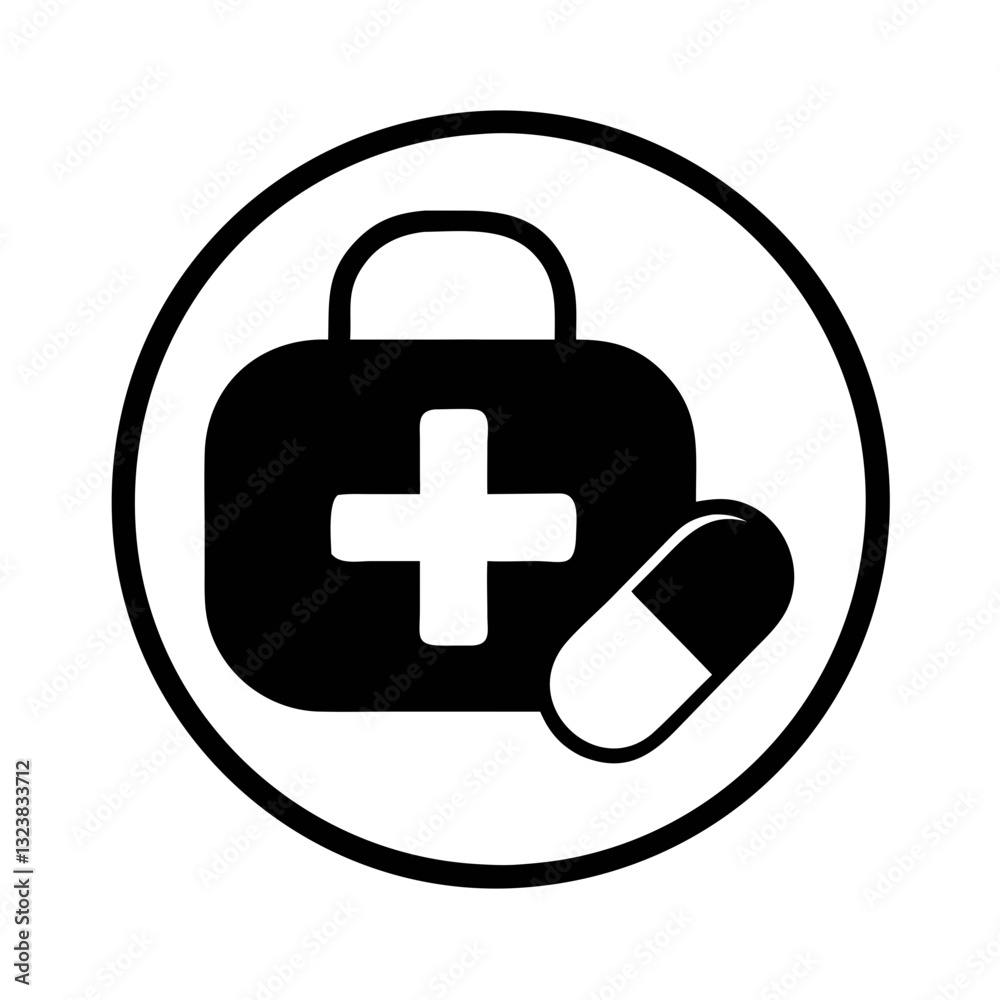 Obraz premium Medical kit with pills icon