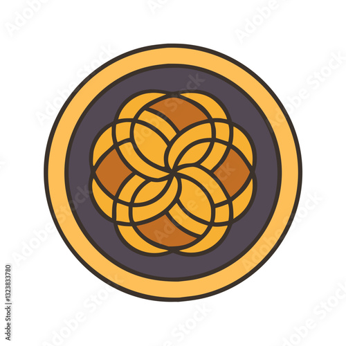 Golden circular floral pattern