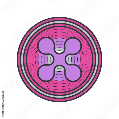 Abstract purple circular design with threefold symmetry