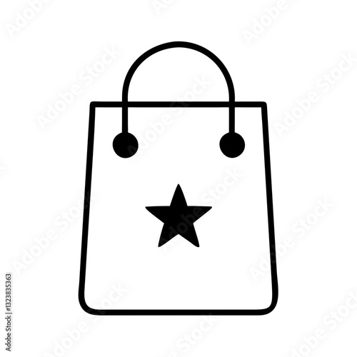 Black and white shopping bag with a star icon