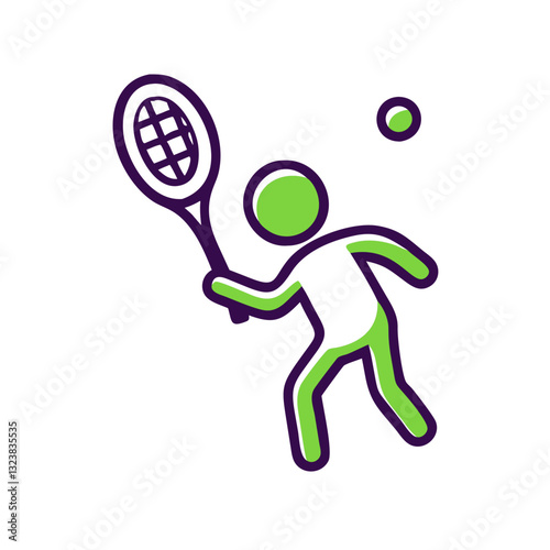 Tennis player hitting ball icon	