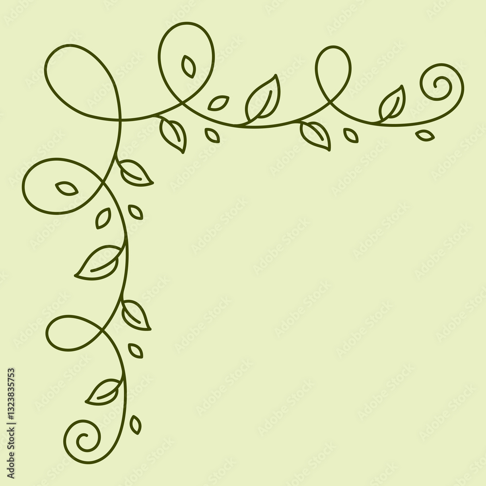 Floral curling corner. Decorative nature swirling frame with leaves. Floral curling corner. Decorative nature swirling frame with leaves.