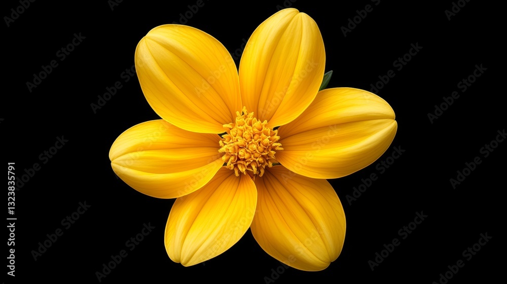 Obraz premium Closeup of vibrant yellow flower blossom against dark contrast background