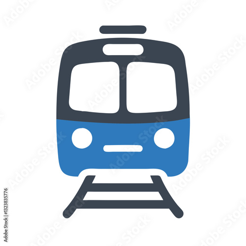 Blue metro train front view
