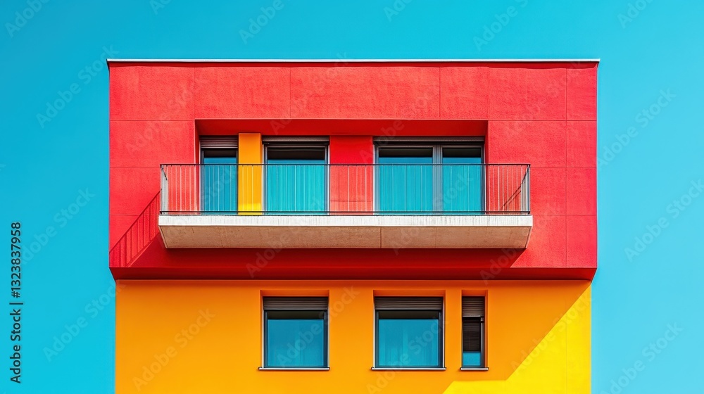 Vibrant Modern Apartment Building with Colorful Balcony - Architectural Design Vibrant Modern Apartment Building with Colorful Balcony - Architectural Design