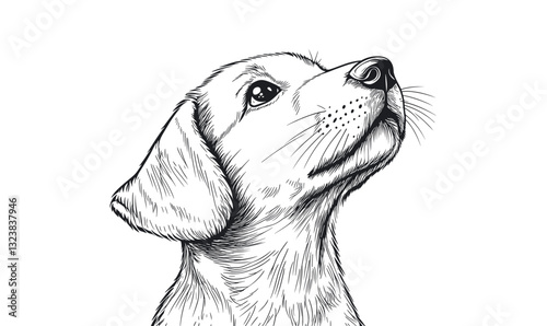 Dog portrait icons set in linear style - vector.