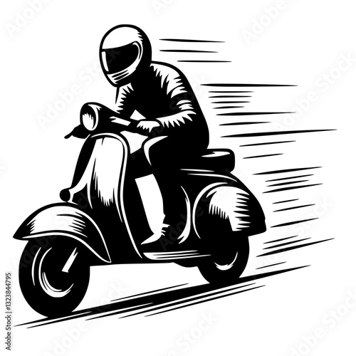 Silhouette of a scooter rider