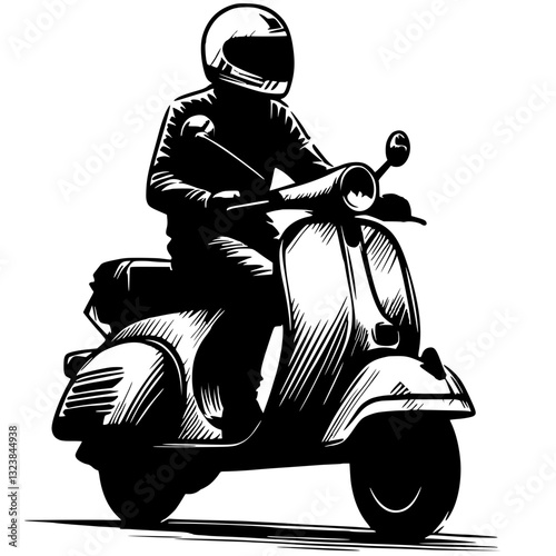 Silhouette of a scooter motorbike rider