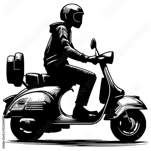 Silhouette of a scooter motorbike rider