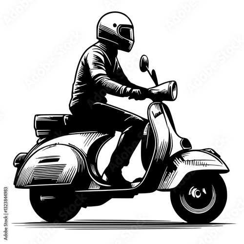 Silhouette of a scooter motorbike rider