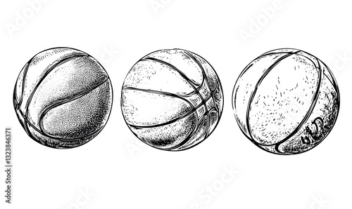 Basketball icon set vector – flat style illustrations of simple basketball designs.