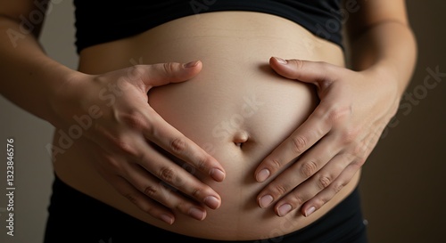 Wallpaper Mural Pregnant Woman Holding Belly with Hands Expressing Love and Care Torontodigital.ca