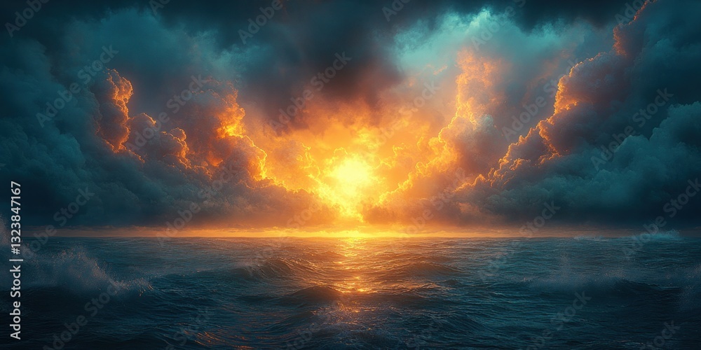 Stormy Sky with Glowing Sunlight and Epic Clouds Stormy Sky with Glowing Sunlight and Epic Clouds