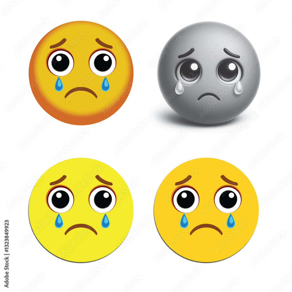 A sad Emoji icons vector set on a white background A sad Emoji icons vector set on a white background