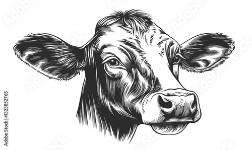 Detailed cow head icon set, monochrome livestock design, vector style, linear icons set.