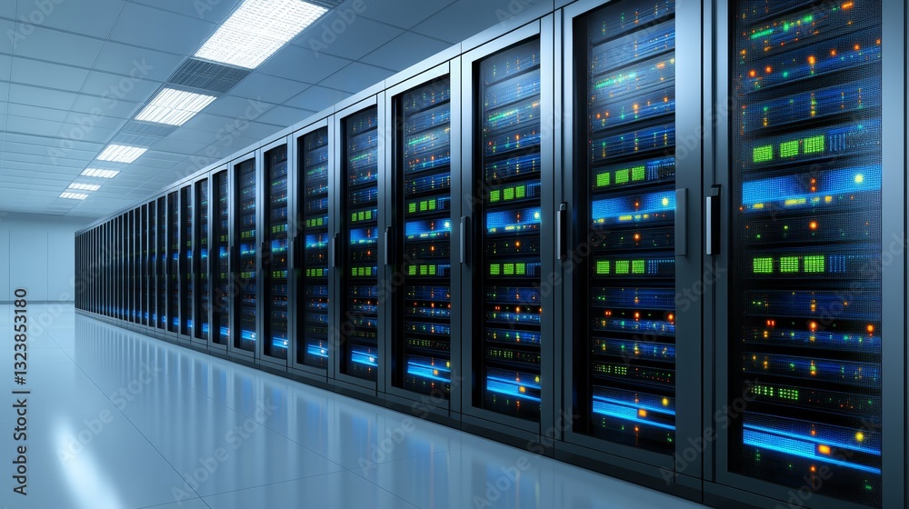 Highperformance servers in modern data center ensuring seamless connectivity and efficient computing Highperformance servers in modern data center ensuring seamless connectivity and efficient computing