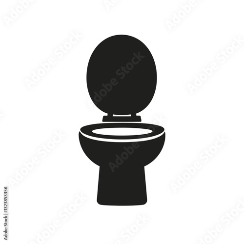 Modern toilet icon with black toilet vector and logo on white background. sihouette toilet bowl icon and clean washroom illustration