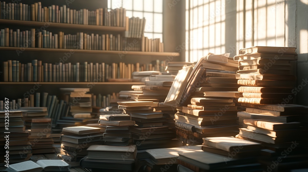 Obraz premium Multiple exposure to books