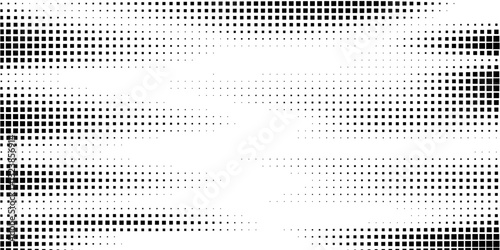 Dispersed background. Disintegration pixel effect illustration. Vector rectangle elements. Disappear transform rectangle texture.