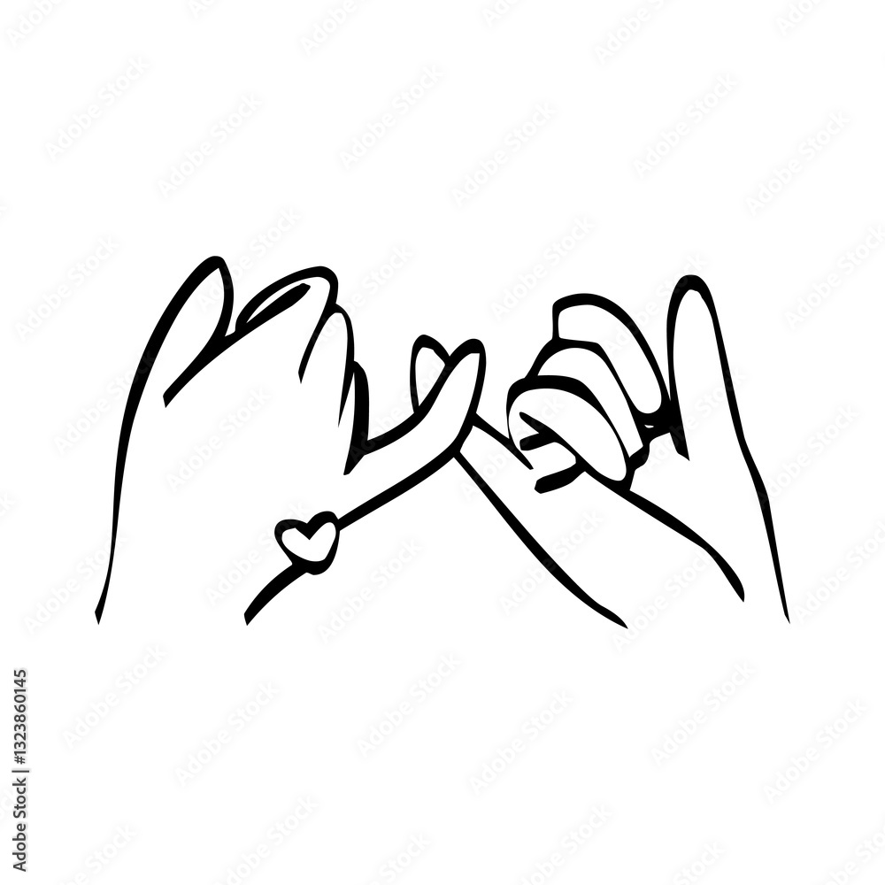 Obraz premium logo of 2 hands with pinky fingers intertwined as a symbol of friendship