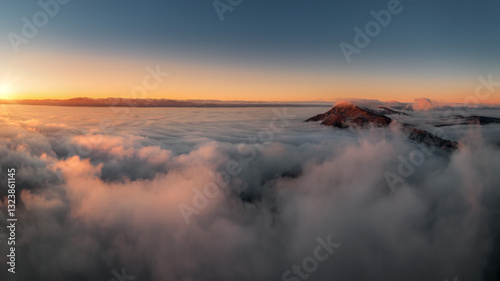 fog over the Liptovska Mara dam at sunrise