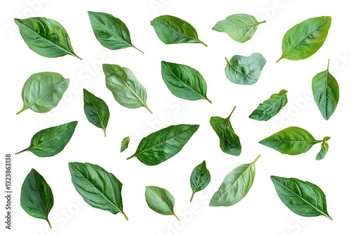 Basil leaves isolated on white background