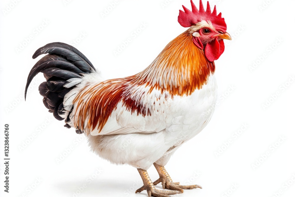 Fototapeta premium A vibrant rooster standing proudly against a white background