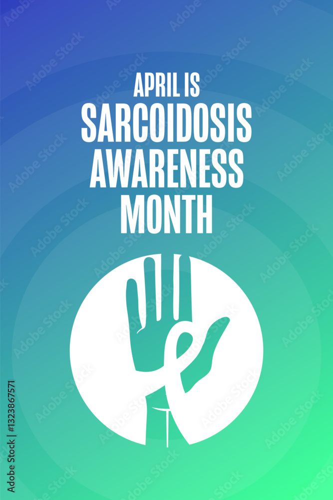 April is Sarcoidosis Awareness Month. Template for background, banner, card, poster with text. Vector EPS10 illustration.