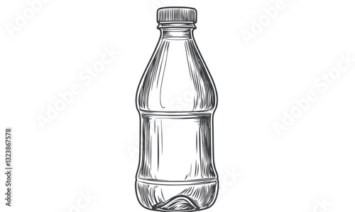 Plastic bottle with cap drawing, single icon, bottle vector, linear icons set.