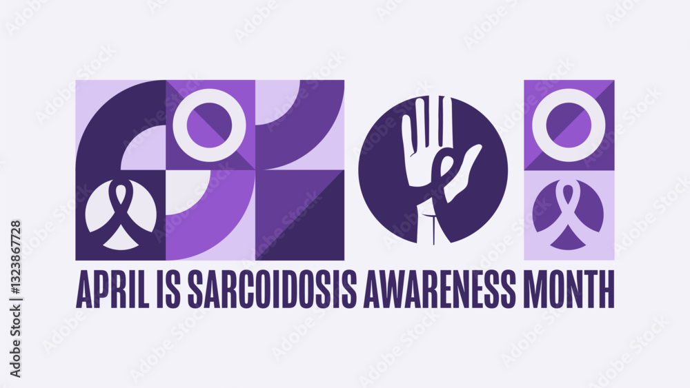 April is Sarcoidosis Awareness Month. Template for background, banner, card, poster with text. Vector EPS10 illustration.