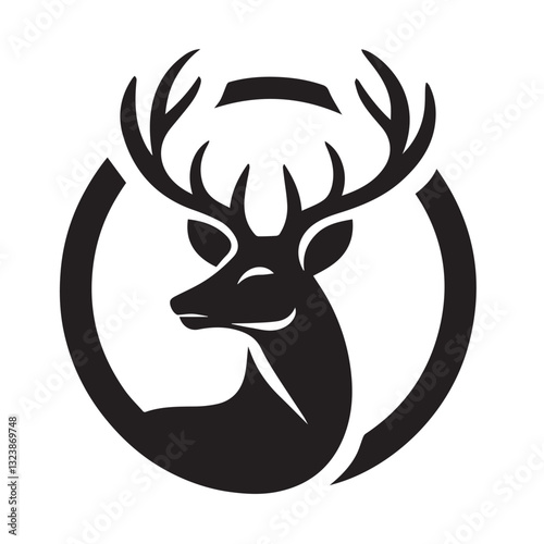 Black and White Deer Silhouette Logo