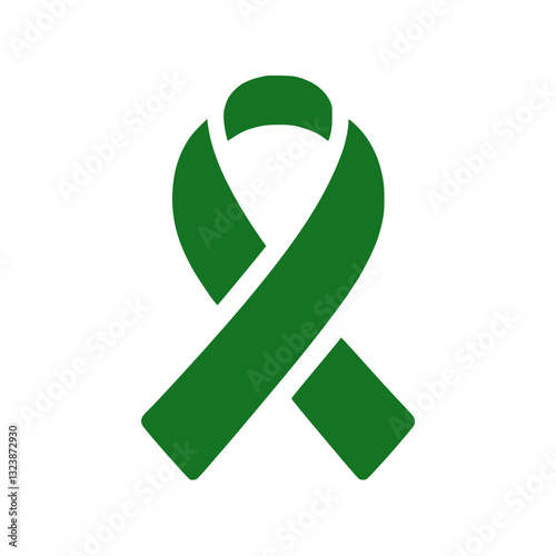 Green awareness ribbon icon symbolizing support and environmental causes