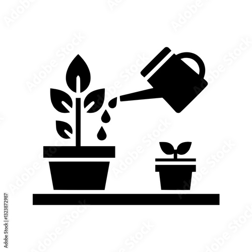 Plant watering icon representing gardening care nurturing growth