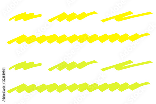 マーカーペンで描いたようなアンダーラインセット：黄　黄緑