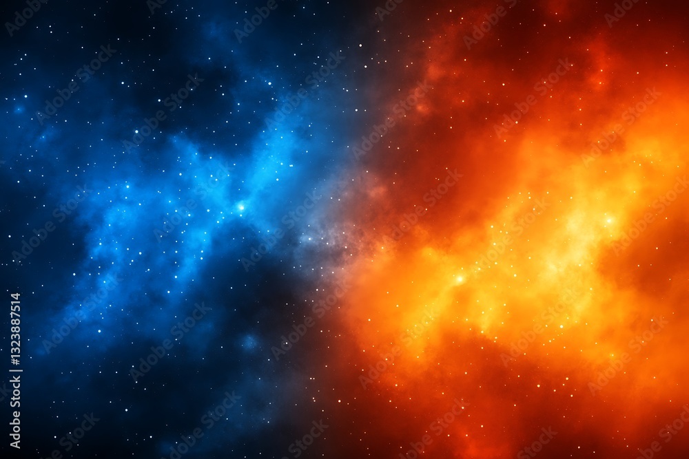 Fototapeta premium Beautiful depiction of a cosmic scene with celestial bodies and nebulas