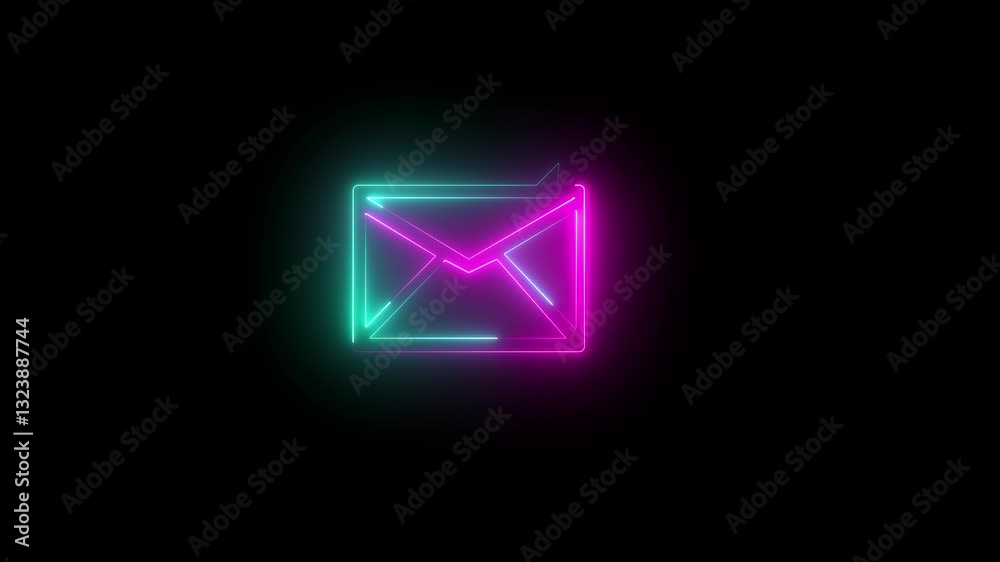 Neon Message box icon. Neon mail envelope icon. Glowing neon email sign, incoming message. Personal mail, Neon Message box icon. Neon mail envelope icon. Glowing neon email sign, incoming message. Personal mail,