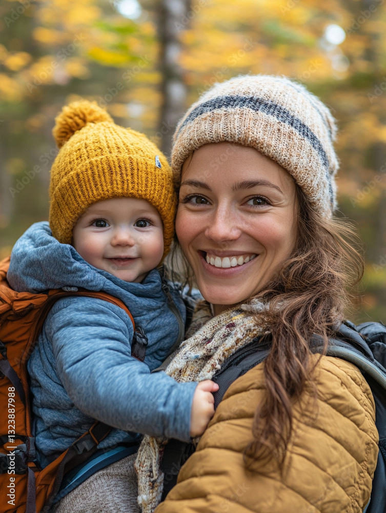 Mother and baby enjoying autumn outdoors together Mother and baby enjoying autumn outdoors together