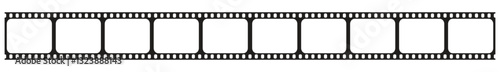Vector Movie film long strip, seamless vintage filmstrip roll frame. Video or movie filmstrip overlay, cinema or photograph camera long film strip isolated on white background.