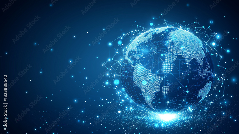 Abstract 3D globe with glowing connection lines, symbolizing global connectivity and digital networks. Abstract 3D globe with glowing connection lines, symbolizing global connectivity and digital networks.