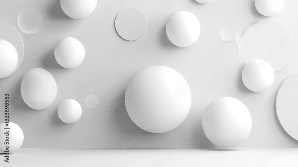 Minimalist Abstract Background White 3D Circles Smooth Texture Ambient Light Design Minimalist Abstract Background White 3D Circles Smooth Texture Ambient Light Design