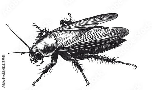 Intricate black and white cricket design vector, linear art icons set.