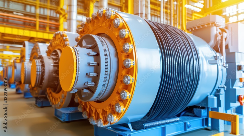 Obraz premium Industrial Infrastructure Concept with Complex Machinery in Modern Facility Environment