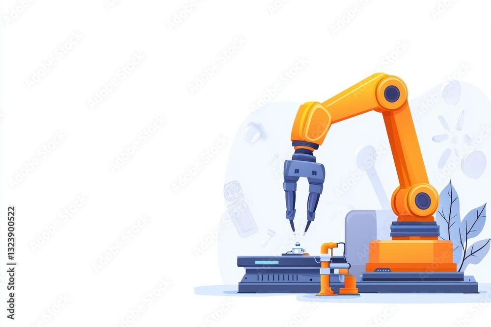 Conceptual Illustration of Industrial Robotics at an Assembly Line for Modern Manufacturing Processes Conceptual Illustration of Industrial Robotics at an Assembly Line for Modern Manufacturing Processes