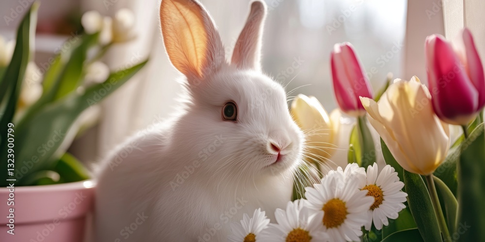 Obraz premium Cute Brown Rabbit Sitting in a Lush Carrot Field.