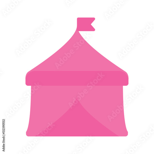 Flat vector illustration of a pink circus tent with flag, perfect for fairgrounds, carnivals, or festival themes