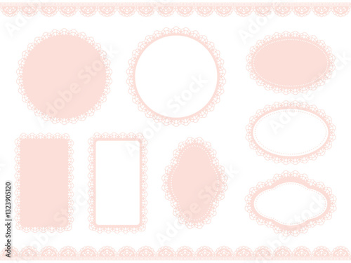 いろんな形のレースフレーム　ピンク