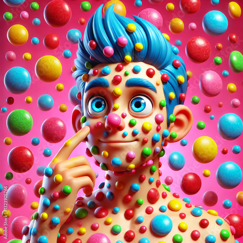 Surreal Candy Overload – Vibrant Psychedelic Art. This unique and psychedelic artwork represents themes of sugar addiction, fantasy, surrealism, and sensory overload, making it perfect for conceptual 