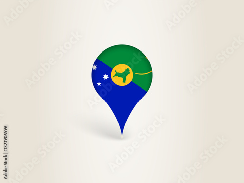 Pin Icon with Christmas Island National Flag.