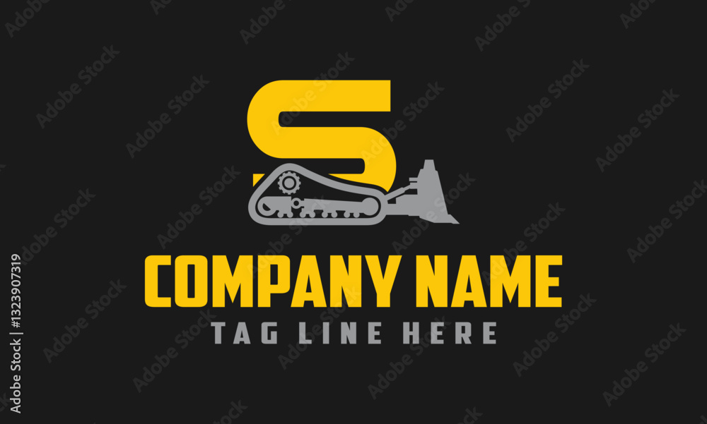 Letter S bulldozer logo vector Letter S bulldozer logo vector